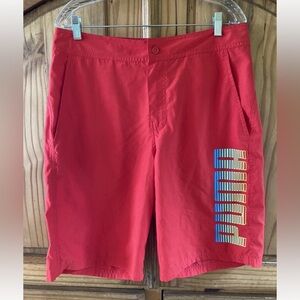 Men’s PUMA red flat front athletic chino Bermuda shorts size 32